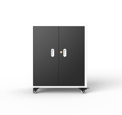 Havalandırma delikleri ve galvanize yapısı olan 30 portlu dizüstü bilgisayar şarj dolabı