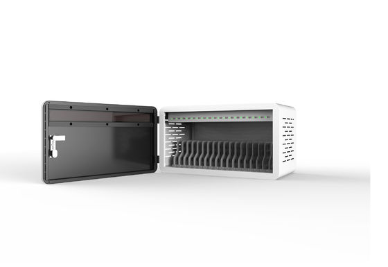 Masaüstü 18 Yuvalı USB Kilitlenebilir Şarj Dolabı, 8S Güvenlik Koruma Sistemi, Kilit ve Anahtarlarla